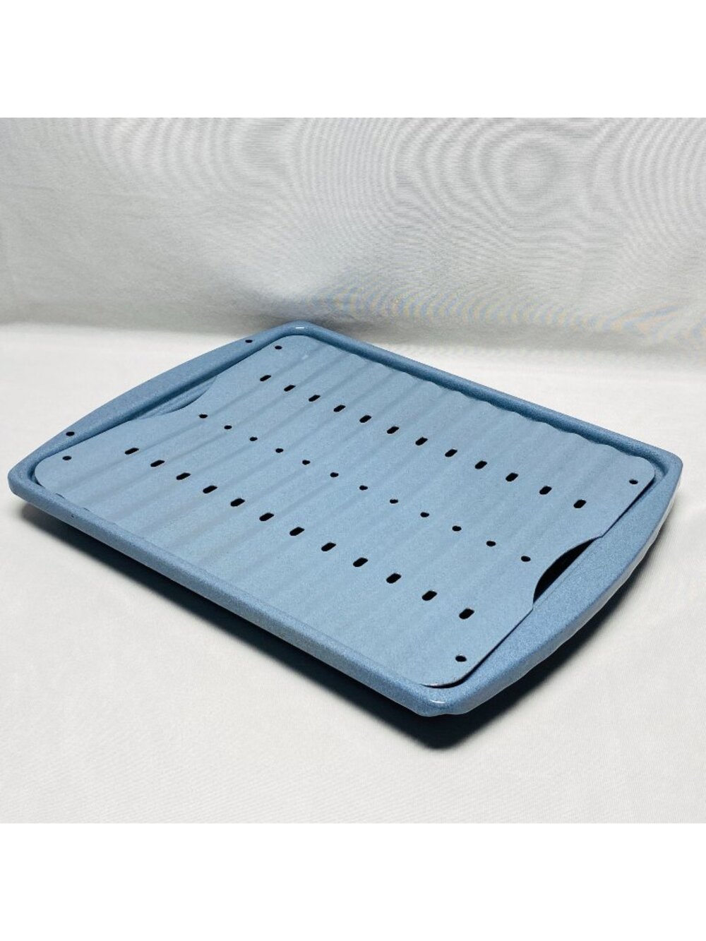 Vintage Blue Porcelain Enameled Oven 2 PC Rectangle Broiler Roasting Drip Pan
